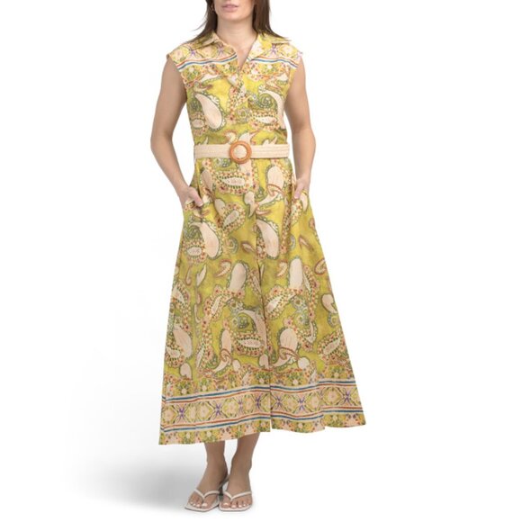 MAGARI Lime Made In Italy Maxi Shirt Dress With Belt - Picture 1 of 2